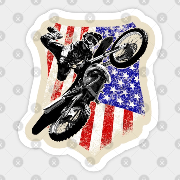 Motocross Dirt Bike American Flag Sticker by Styleuniversal